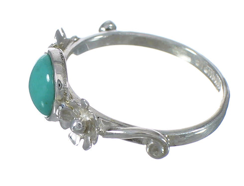 Southwest Sterling Silver Turquoise Flower Jewelry Ring Size 5-3/4 FX91370